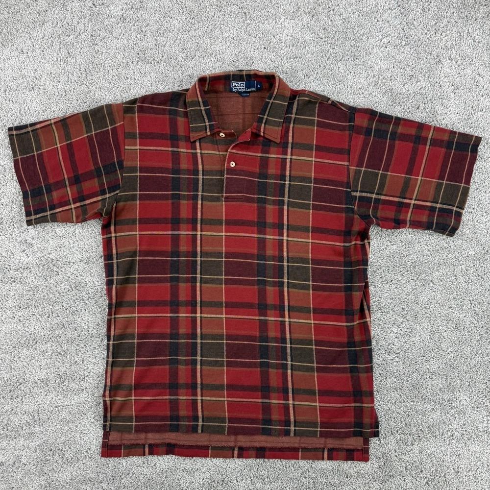 VTG 90s Polo Ralph Lauren Polo L Plaid Short Sleeve Preppy Old Money